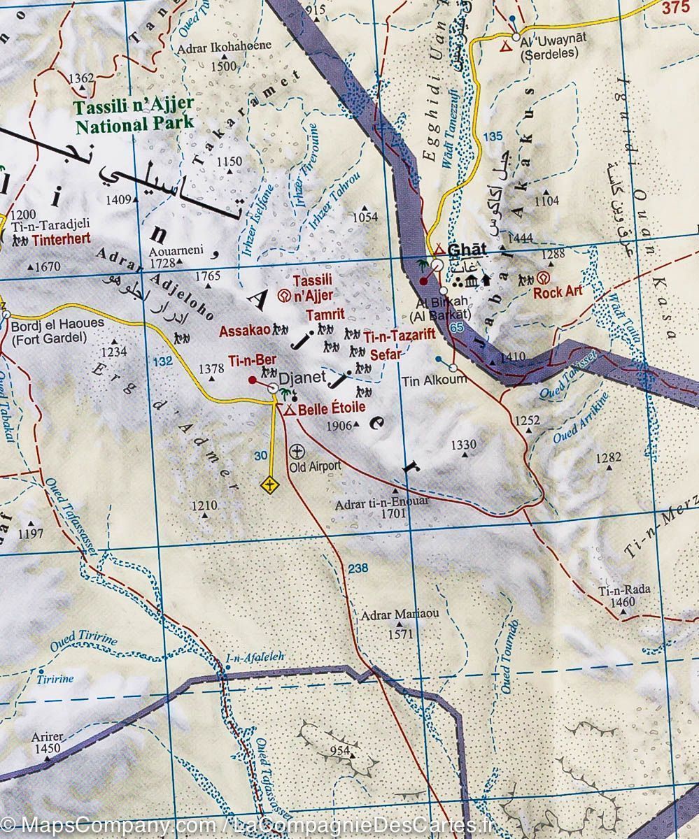 Carte murale plastifiée - Algérie (routière) - 97 x 87 cm | Gizi Map carte murale roulée (en tube) Gizi Map