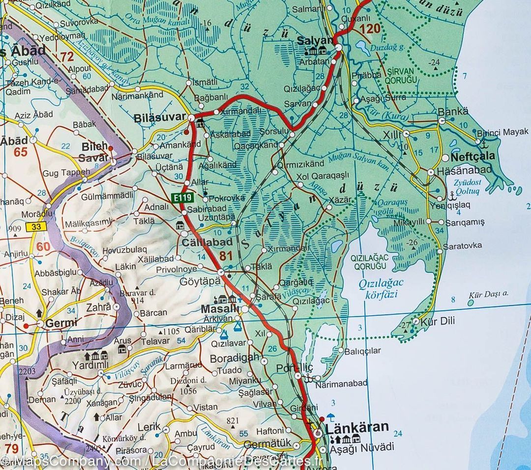 Carte murale plastifiée - Caucase (routière) - 116 x 82 cm | Gizi Map carte murale roulée (en tube) Gizi Map