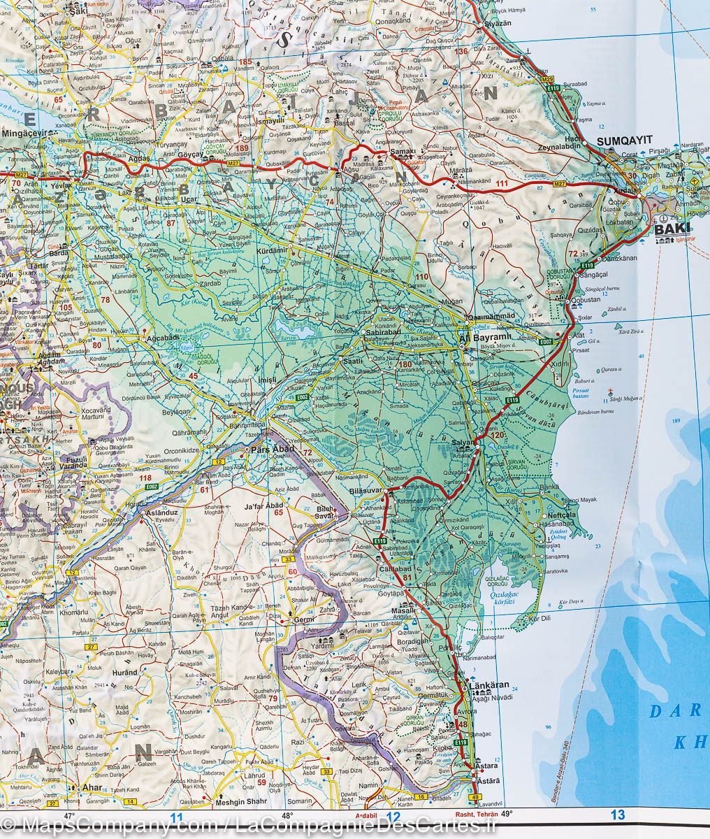 Carte murale plastifiée - Caucase (routière) - 116 x 82 cm | Gizi Map carte murale roulée (en tube) Gizi Map