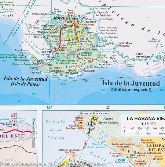 Carte murale plastifiée - Cuba (géographique) - 110 x 47 cm | Gizi Map carte murale roulée (en tube) Gizi Map