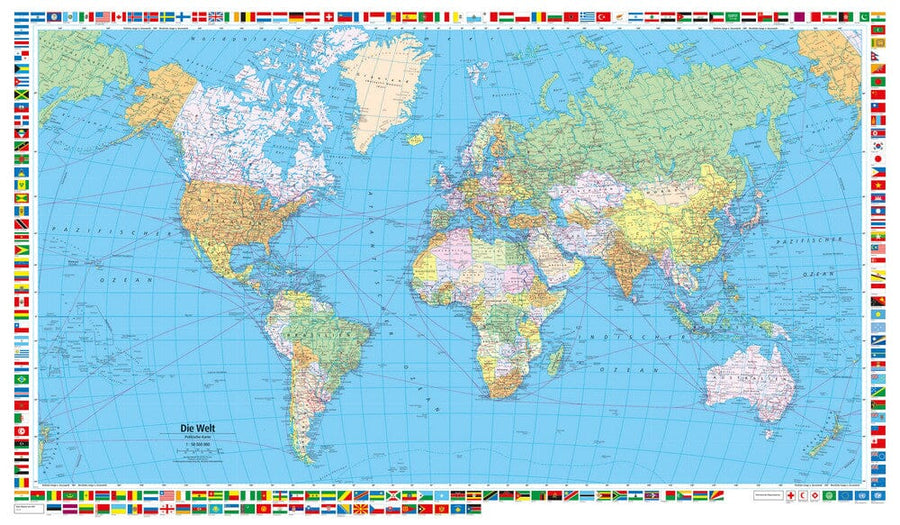 Carte murale plastifiée (en allemand)- Monde politique - 1/50M (88 x 51 cm) | Kümmerly & Frey carte murale petit tube Kümmerly & Frey 