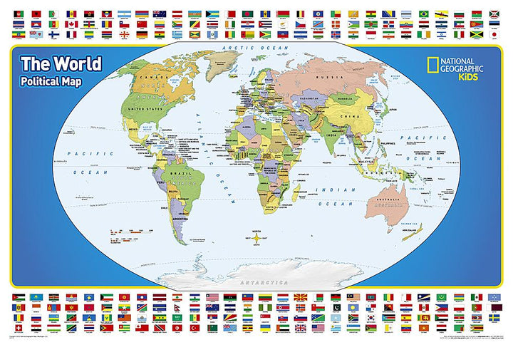 Carte murale plastifiée (en anglais) - Le monde pour enfants - 1/45 M (92 x 61 cm) | National Geographic carte murale roulée (en tube) National Geographic