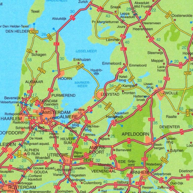 Carte murale plastifiée (en néerlandais) - Pays-Bas - 130 x 100 cm | Falk carte murale roulée (en tube) Falk