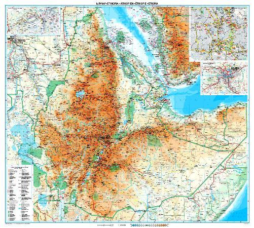 Carte murale plastifiée - Ethiopie (géographique) | Gizi Map carte murale grand tube Gizi Map 