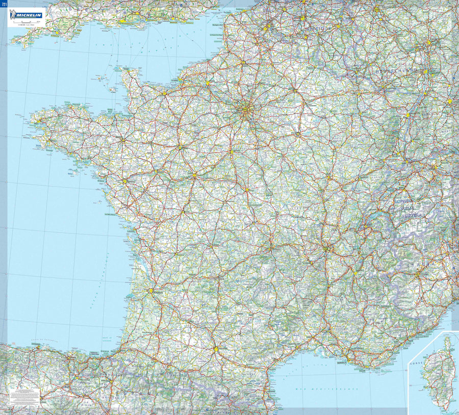 Carte murale plastifiée - France 721 - 100 x 110 cm | Michelin carte murale petit tube taux réduit Michelin 