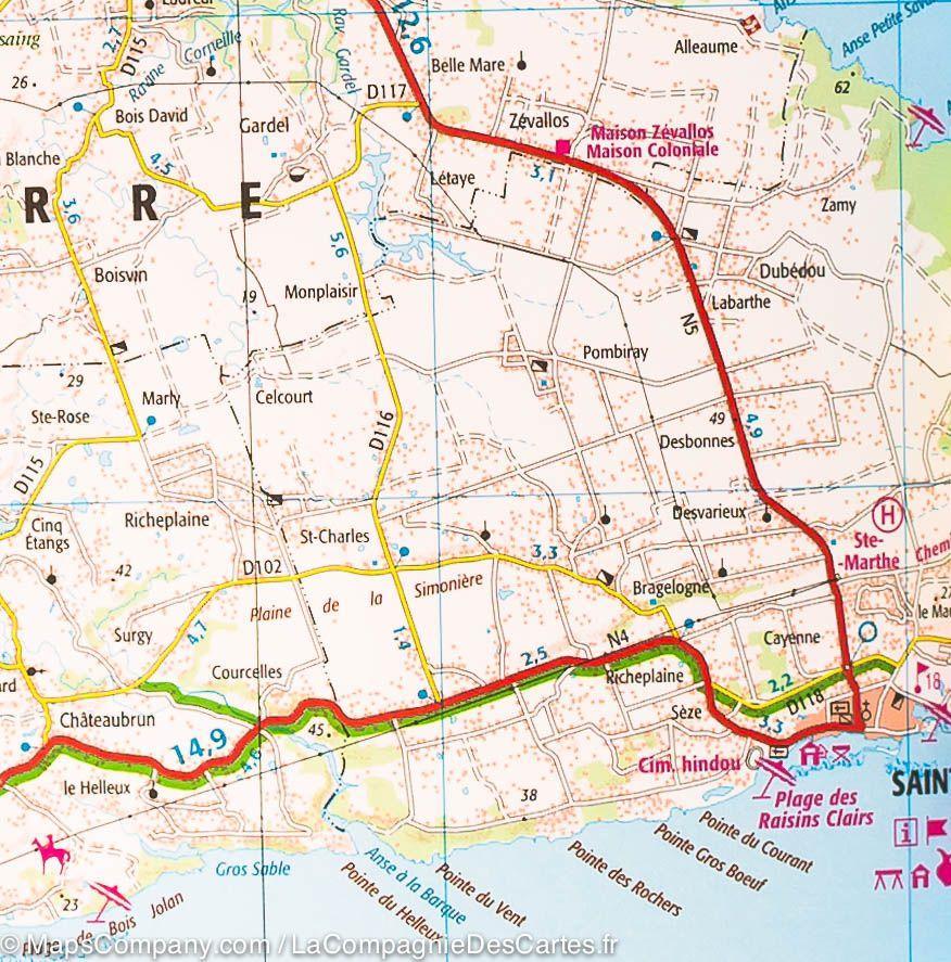 Carte détaillée - Guadeloupe, Saint-Martin, Saint-Barthélemy - VERSION MURALE ET PLASTIFIEE | IGN carte murale roulée (en tube) IGN