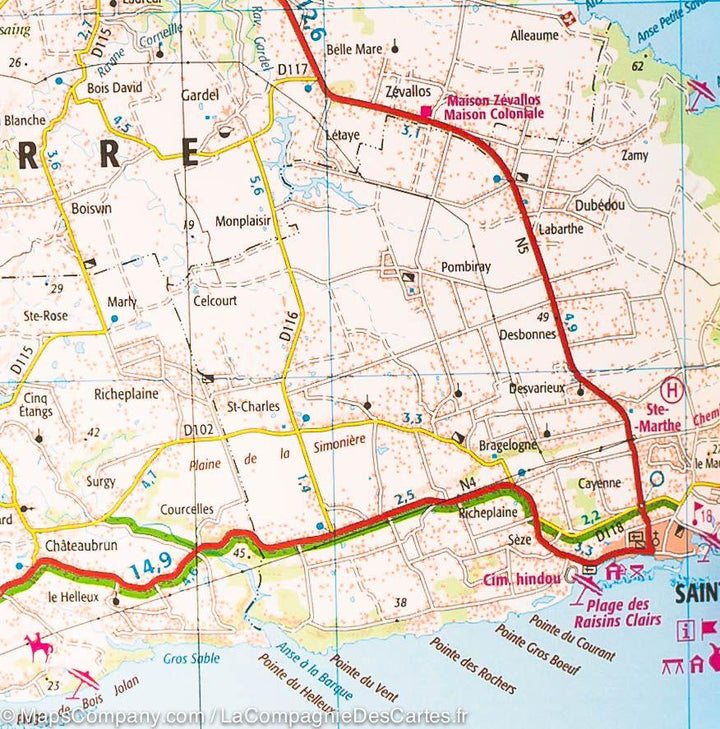 Carte murale plastifiée - Guadeloupe, Saint-Martin, Saint-Barthélemy | IGN carte murale grand tube IGN 
