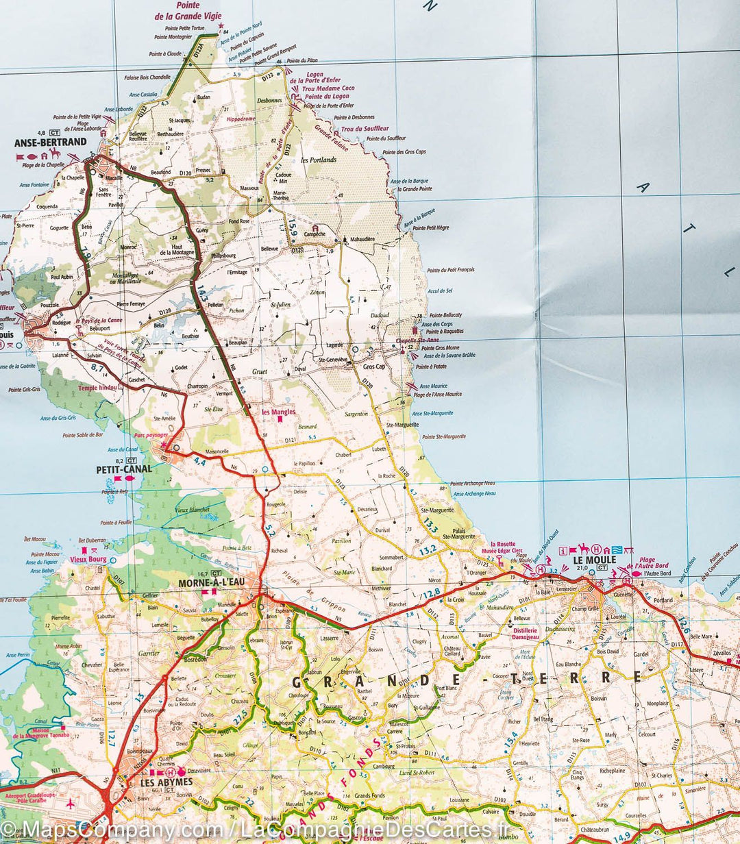 Carte murale plastifiée - Guadeloupe, Saint-Martin, Saint-Barthélemy | IGN carte murale grand tube IGN 