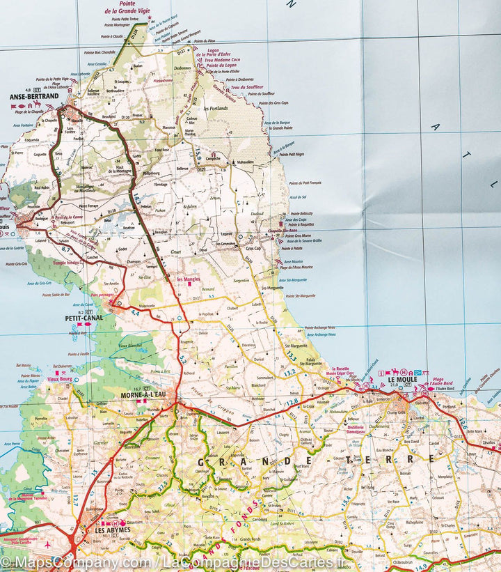 Carte murale plastifiée - Guadeloupe, Saint-Martin, Saint-Barthélemy | IGN carte murale grand tube IGN 