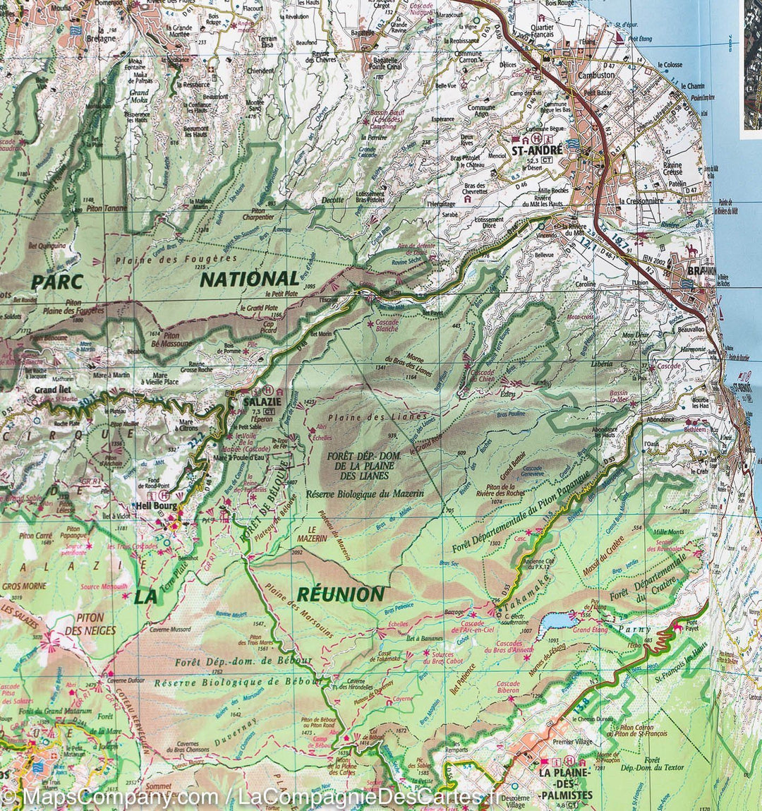 Carte murale plastifiée - Ile de la Réunion | IGN carte murale grand tube IGN 