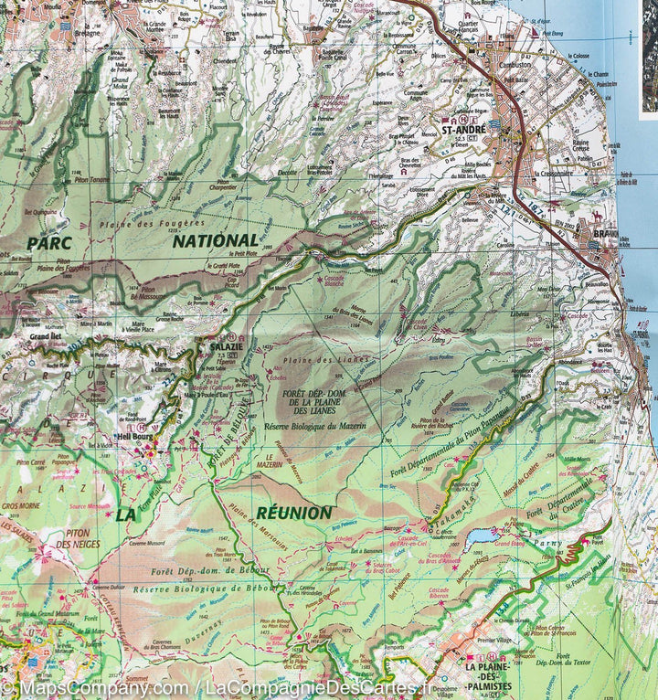 Carte murale plastifiée - Ile de la Réunion | IGN carte murale grand tube IGN 