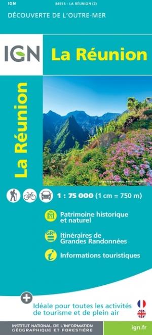 Carte détaillée - Ile de la Réunion- VERSION MURALE ET PLASTIFIEE | IGN carte murale roulée (en tube) IGN
