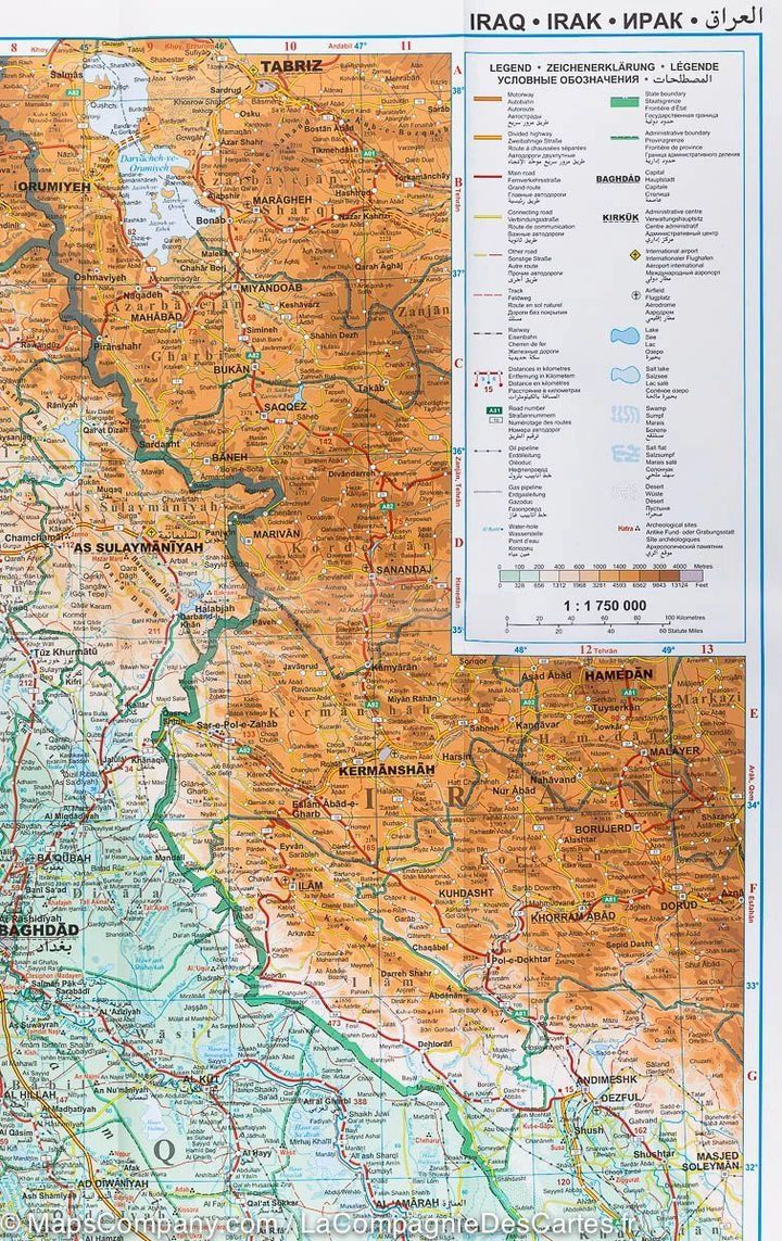 Carte murale plastifiée - Irak (géographique) | Gizi Map carte murale grand tube Gizi Map 
