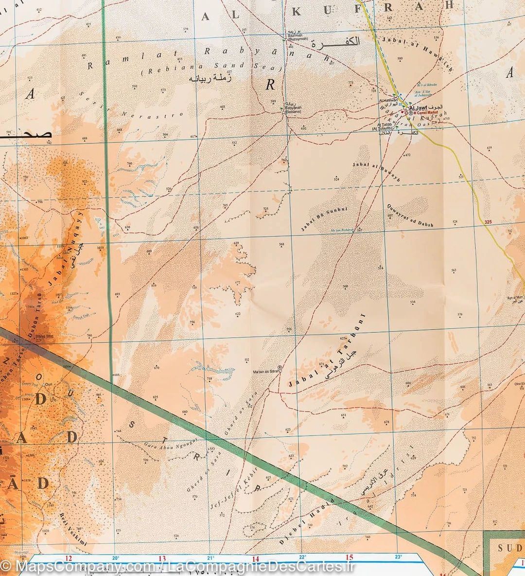Carte murale plastifiée - Libye (géographique) - 97 x 87 cm | Gizi Map carte murale roulée (en tube) Gizi Map