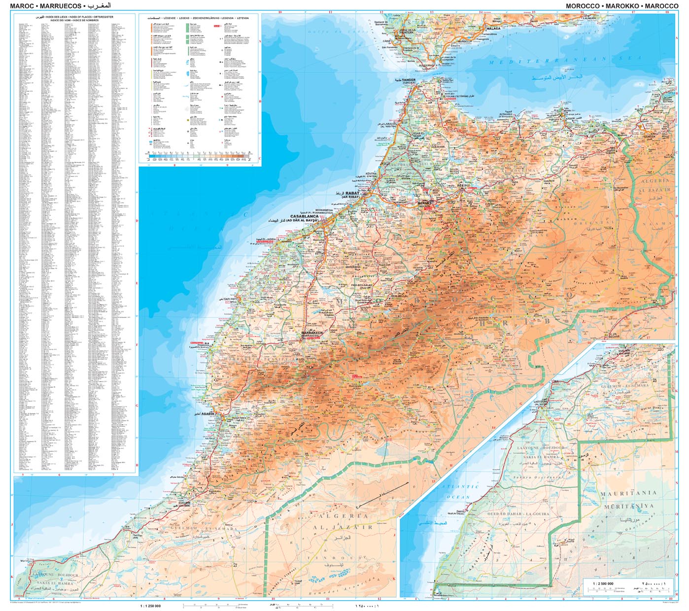 Carte murale plastifiée - Maroc (géographique) - 100 x 88 cm | Gizi Map carte murale roulée (en tube) Gizi Map