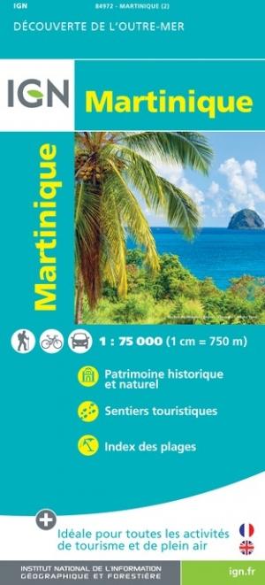 Carte détaillée - Martinique - VERSION MURALE ET PLASTIFIEE | IGN carte murale roulée (en tube) IGN