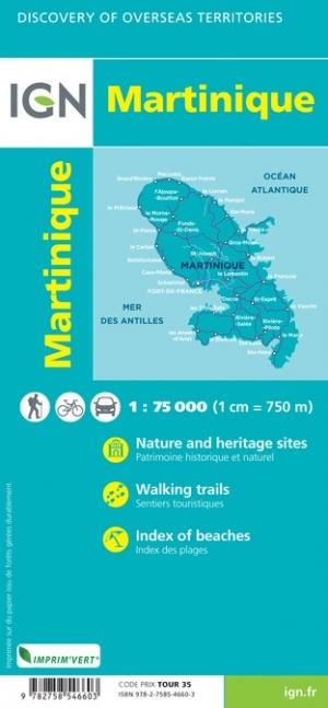 Carte murale plastifiée - Martinique | IGN carte murale grand tube IGN 