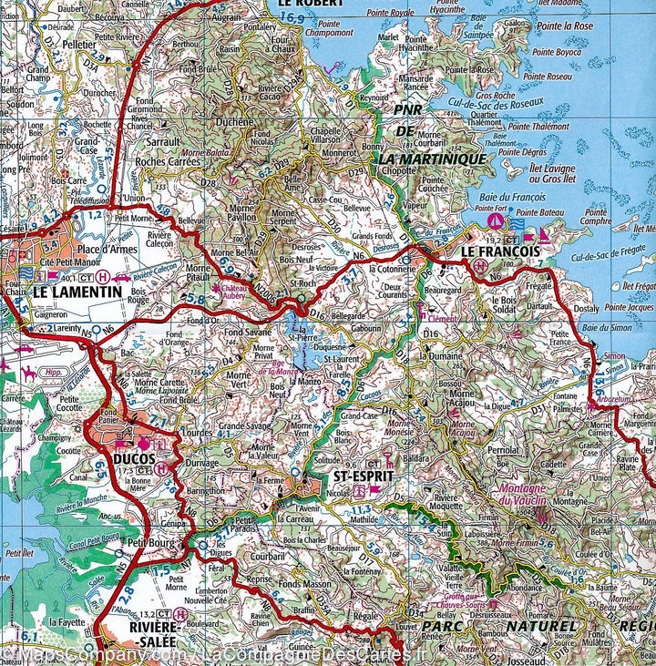 Carte murale plastifiée - Martinique | IGN carte murale grand tube IGN 