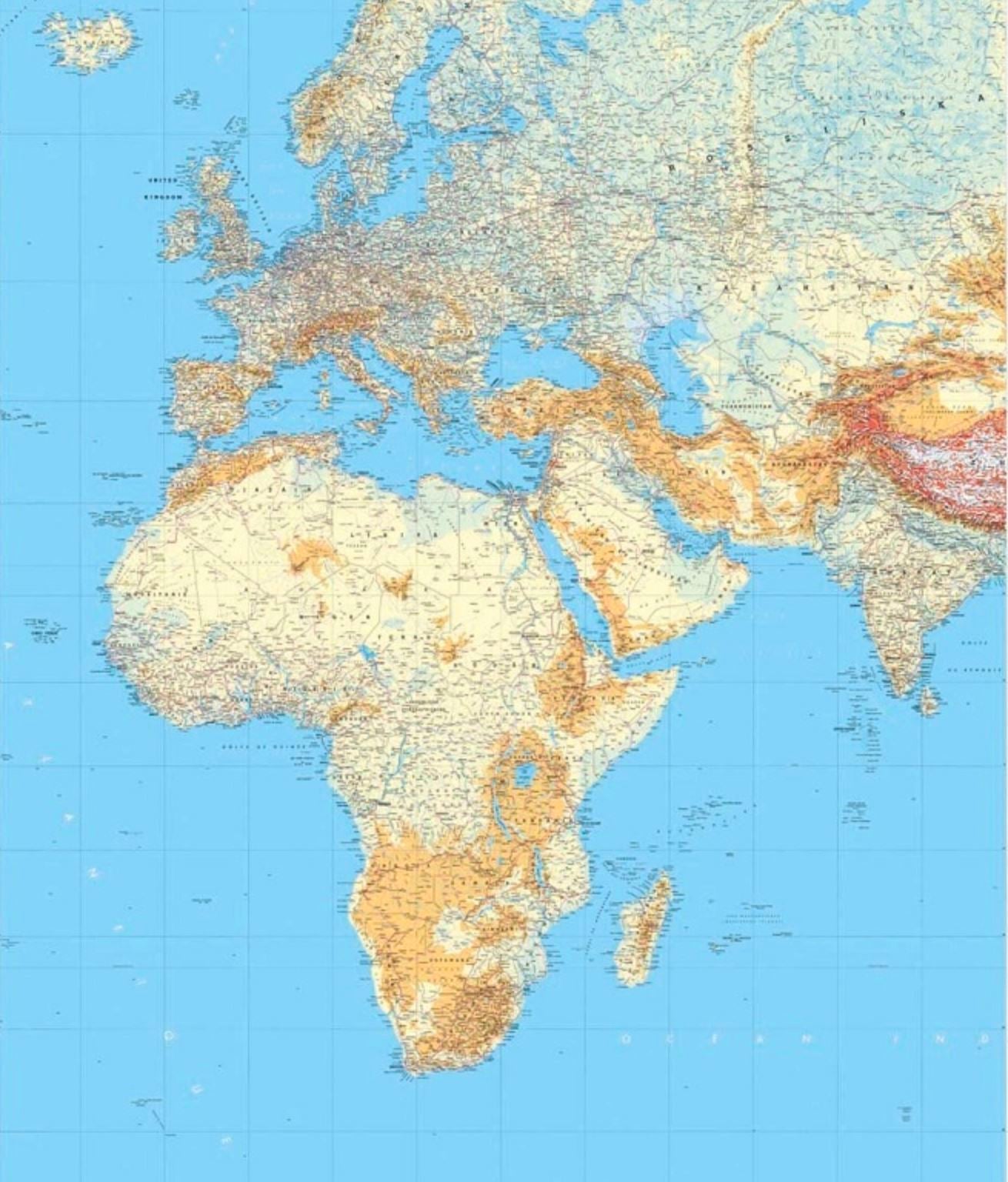 Carte murale - Planisphère politique & physique en 3 panneaux (plastifiée) - 143 x 289 cm | IGN carte murale roulée (en tube) IGN