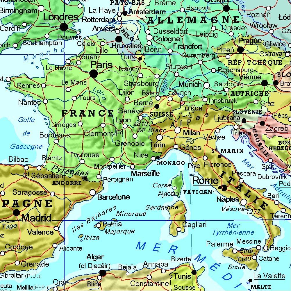 Poster plastifié - Monde politique - 1/28 M (144 x 100 cm) | Michelin carte murale roulée (en tube) Michelin