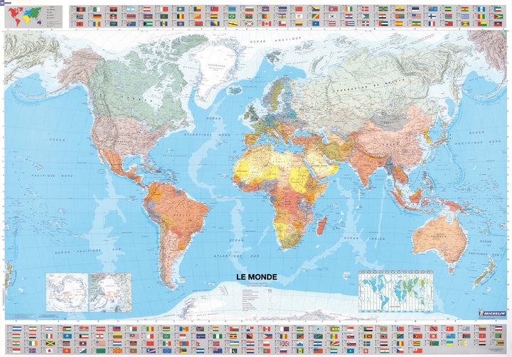 Carte murale plastifiée - Monde politique 702 | Michelin carte murale petit tube Michelin 