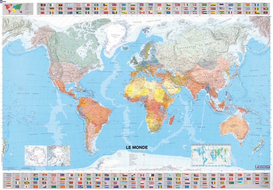 Carte murale plastifiée - Monde politique 702 | Michelin carte murale petit tube Michelin 