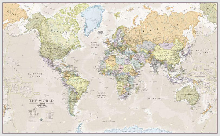 Carte murale plastifiée - Monde politique (en anglais), style classique - 119 x 85 cm | Maps International carte murale petit tube Maps International 