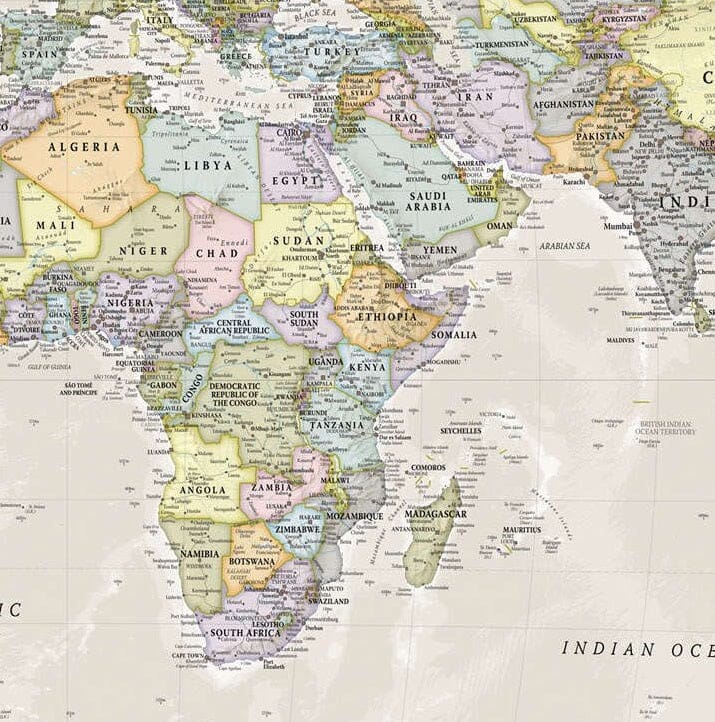 Carte murale - Monde politique (en anglais), style classique | Maps International carte murale petit tube Maps International 