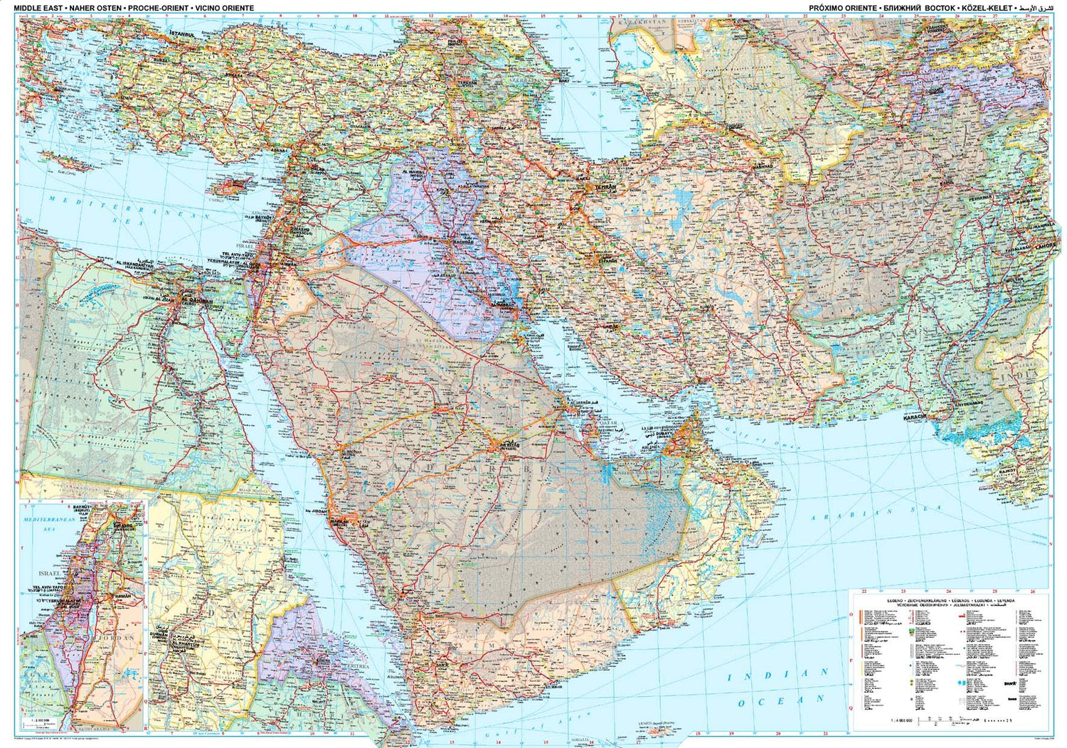 Carte murale plastifiée - Moyen-Orient (politique) - 125 X 89 cm | Gizi Map carte murale roulée (en tube) Gizi Map Default Title