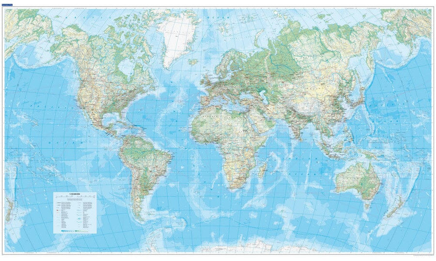 Carte murale plastifiée (multilingue) - Monde physique - 1/30M (138 x 83 cm) | Kümmerly & Frey carte murale petit tube Kümmerly & Frey 