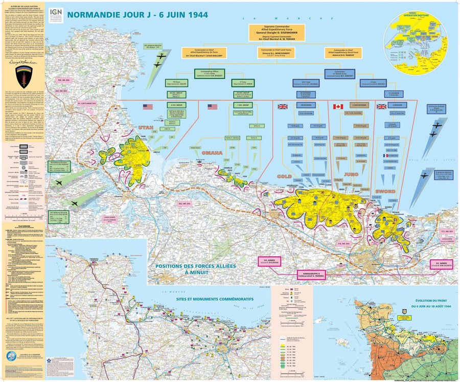 Carte murale plastifiée - Normandie, jour J | IGN carte murale petit tube IGN 