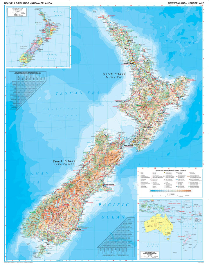 Carte murale plastifiée - Nouvelle Zélande (géographique) | Gizi Map carte murale grand tube Gizi Map 