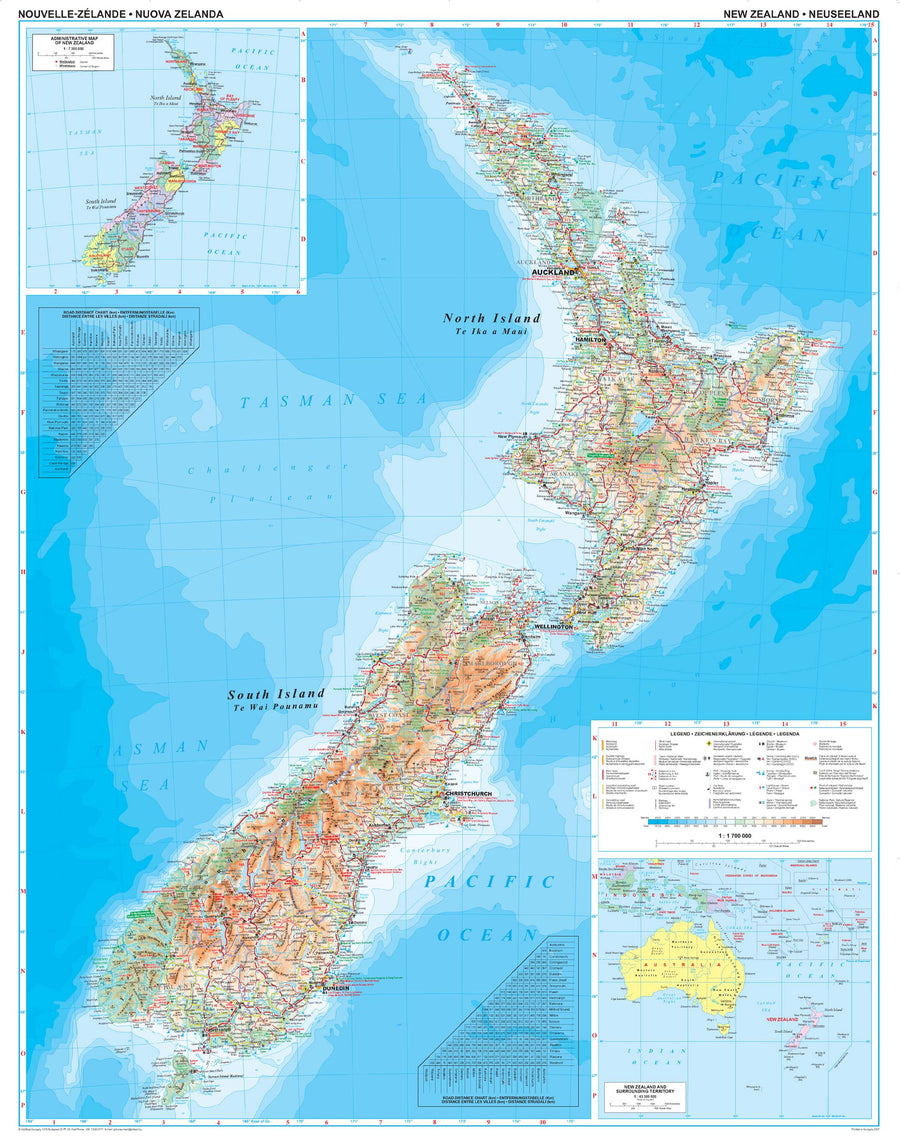 Carte murale plastifiée - Nouvelle Zélande (géographique) | Gizi Map carte murale grand tube Gizi Map 