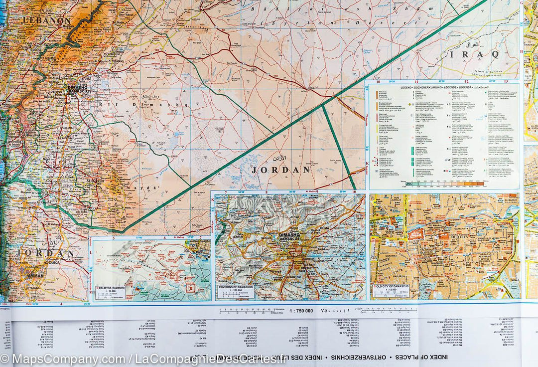Carte murale plastifiée - Syrie & Liban (géographique) | Gizi Map carte murale petit tube Gizi Map 