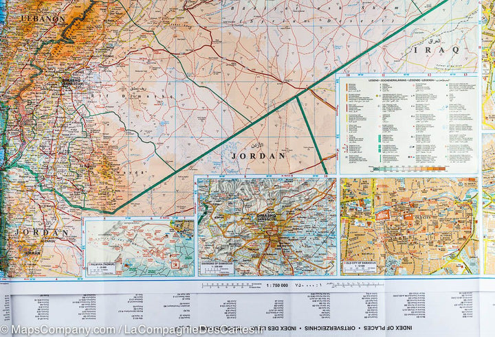 Carte murale plastifiée - Syrie & Liban (géographique) | Gizi Map carte murale petit tube Gizi Map 