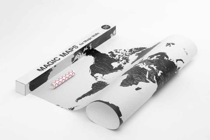 Carte murale repositionnable - Le Monde (adhésive, sans colle) | Palomar carte murale petit tube Palomar 