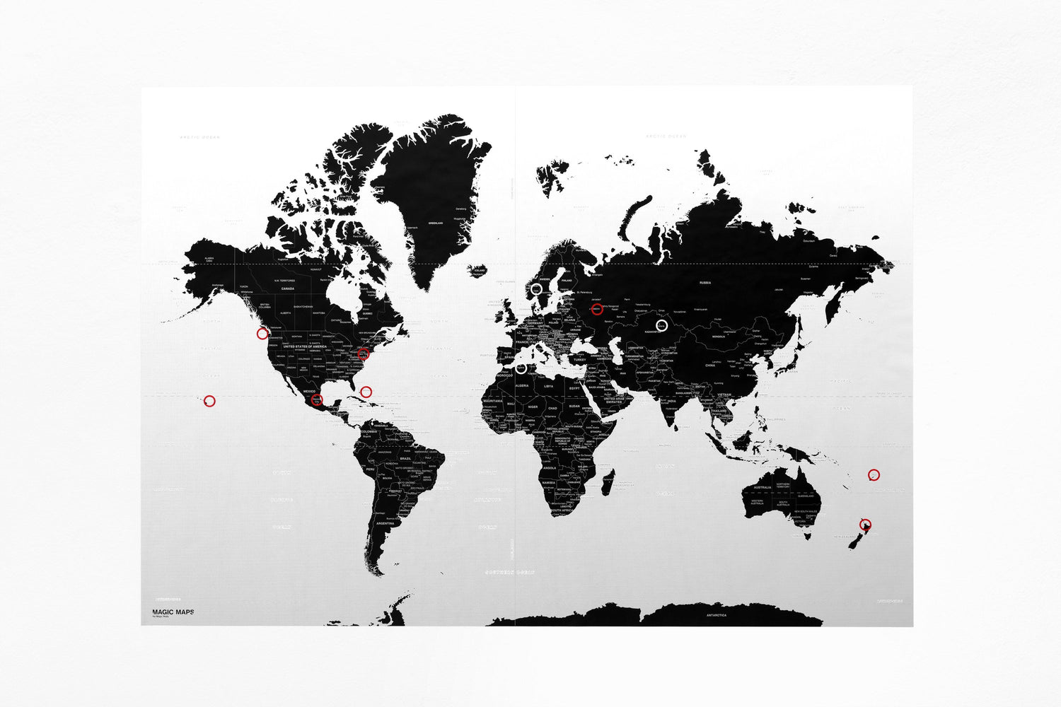 Carte murale repositionnable (adhésive, sans colle) - Le Monde (140 x 100 cm) | Palomar carte murale roulée (en tube) Palomar