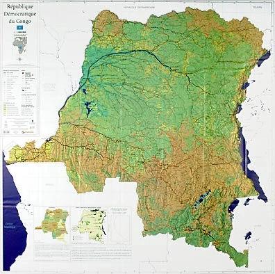 Carte murale - République Démocratique du Congo - 110 x 110 cm | UCL carte murale roulée (en tube) UCL