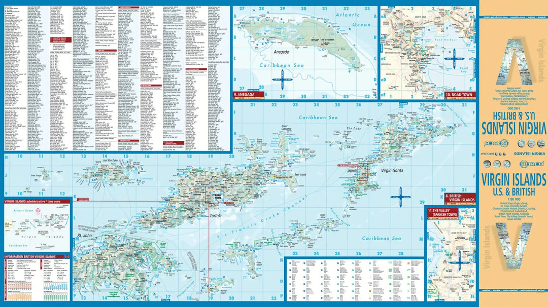 Carte plastifiée - Iles Vierges, Britannique et US | Borch Map carte pliée Borch Map 