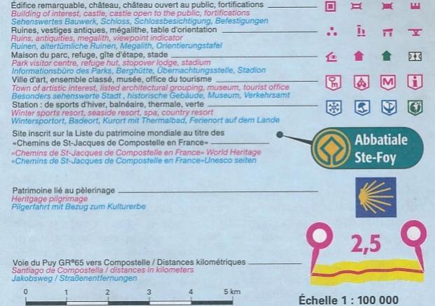 Carte plastifiée - St Jacques de Compostelle : De Moissac à Roncevaux (GR65 -2) | IGN carte de randonnée IGN