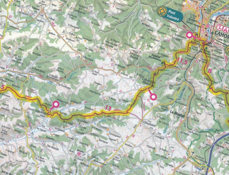 Carte plastifiée - St Jacques de Compostelle : De Moissac à Roncevaux (GR65 -2) | IGN carte pliée IGN 
