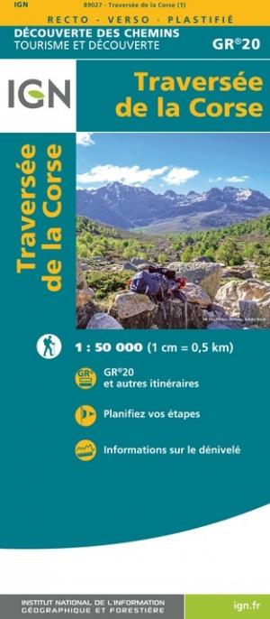 Carte plastifiée - Traversée de la Corse - GR20 | IGN carte pliée IGN 