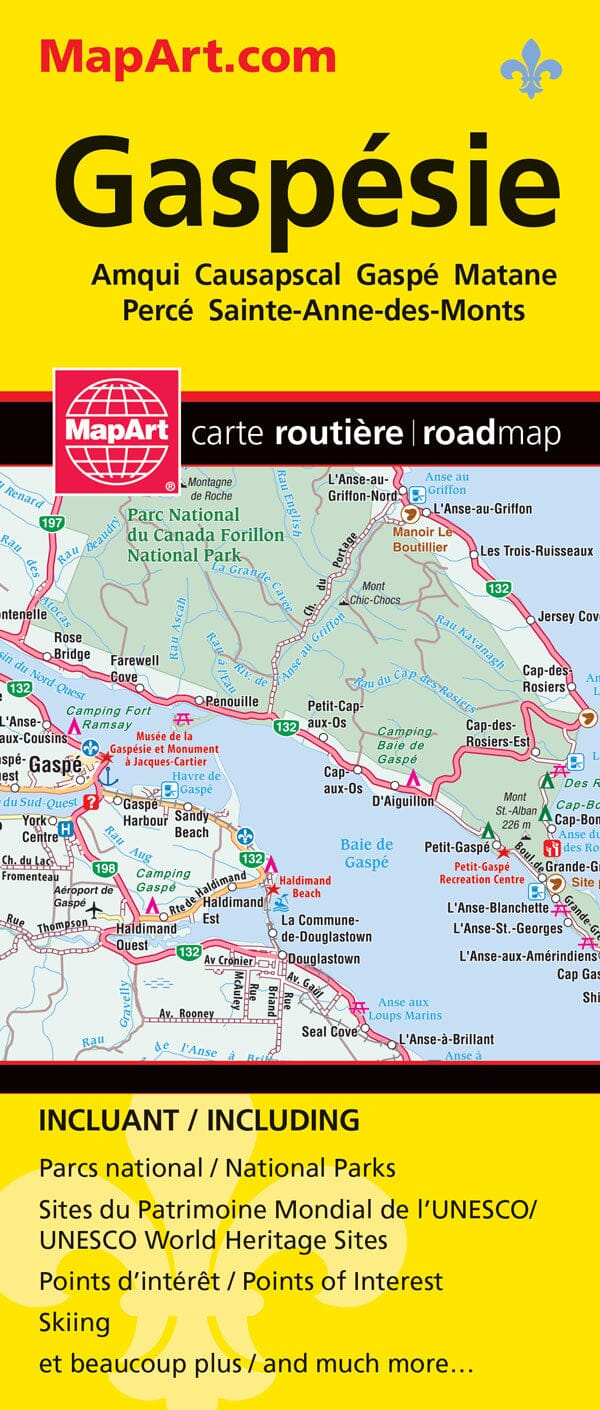 Carte de voyage de la Gaspésie | MapArt carte routière Canadian Cartographics Corporation