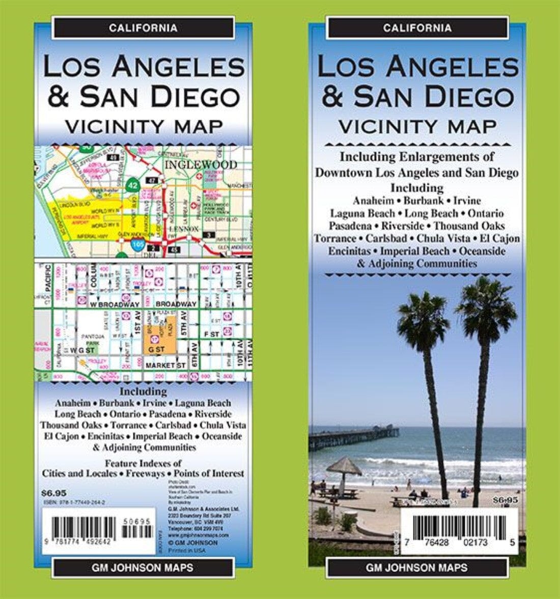 Carte pliée des environs de Los Angeles et San Diego | GM Johnson plan de ville GM Johnson