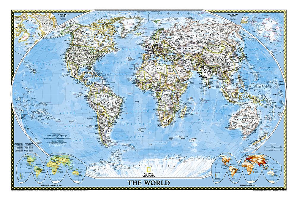 Carte pliée - Le monde (en anglais) | National Geographic carte pliée National Geographic 