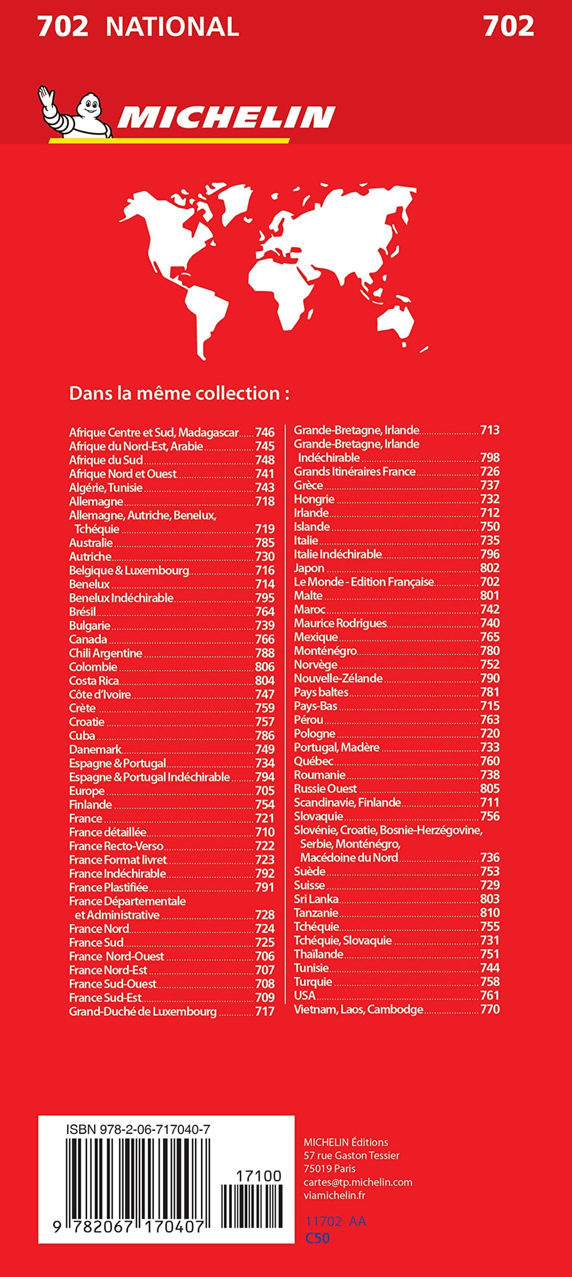 Carte pliée n° 702 - Le Monde | Michelin carte routière Michelin