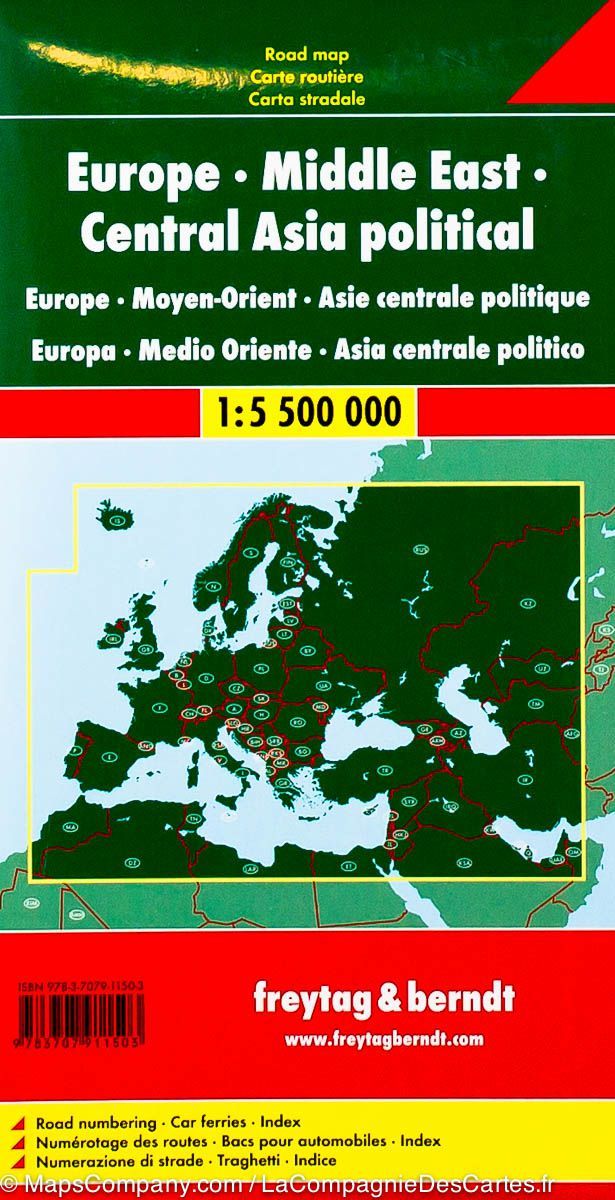 Carte politique de Europe, Moyen Orient &amp; Asie Centrale | Freytag &amp; Berndt - La Compagnie des Cartes