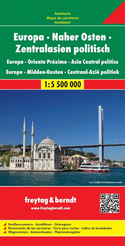 Carte politique de Europe, Moyen Orient &amp; Asie Centrale | Freytag &amp; Berndt - La Compagnie des Cartes