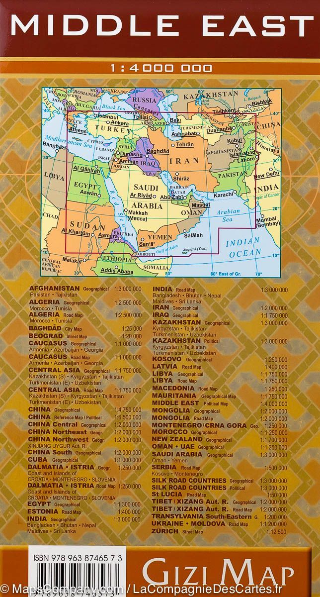 Carte politique - Moyen Orient | Gizi Map carte routière Gizi Map