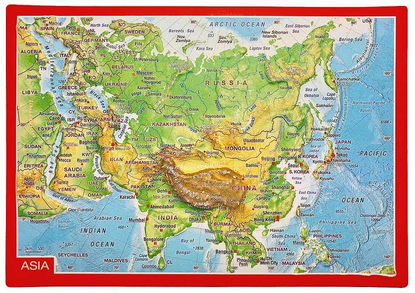 carte postale en relief (en anglais) - Asie | Georelief carte pliée Georelief 
